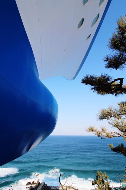 Scenic shot of sea against clear sky