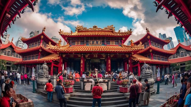 Scenic shot of the sik sik yuen wong tai sin temple in hong kong