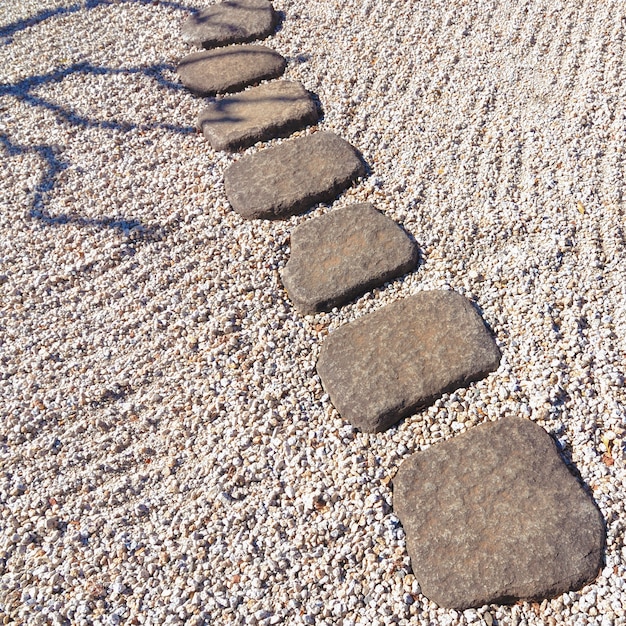 Scenic stone pathway in Japanese stone garden