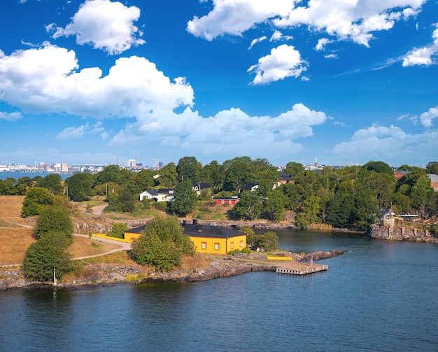 Scenic summer aerial view of Suomenlinna