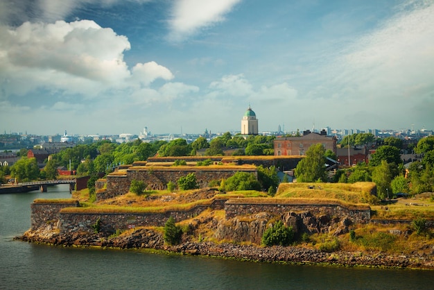 Scenic summer aerial view of Suomenlinna