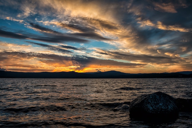 Scenic sunset on the lake