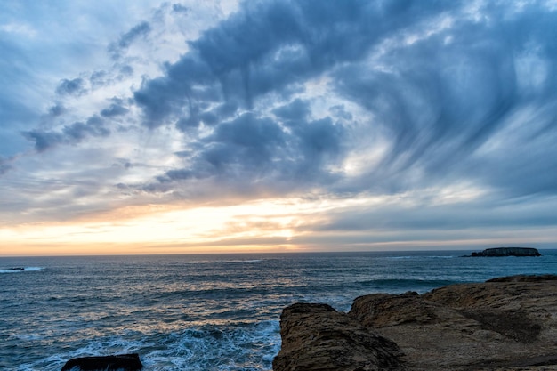 Scenic sunset on oregon seashore nature in summer