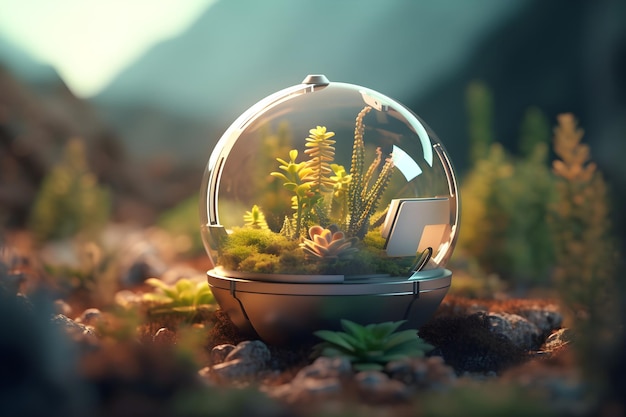 Scenic Terrarium Fresh Plant Mix with Mountain Backdrop