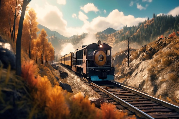 A scenic train ride through majestic mountains and valleys