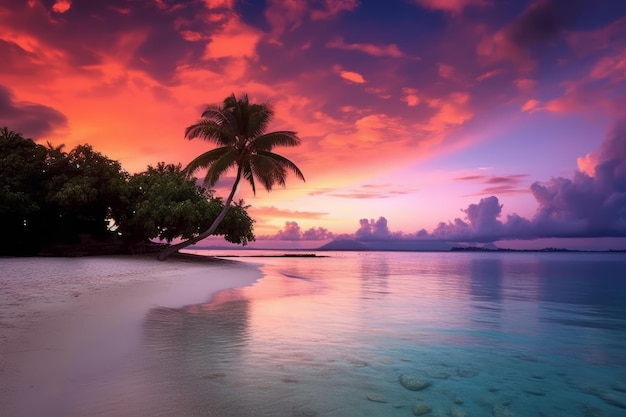 Scenic Tropical Beach Sunset Landscape