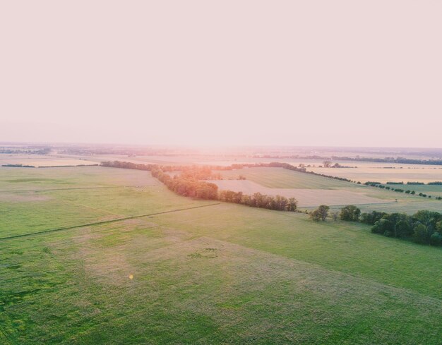 Photo scenic view of agricultural field against clear sky