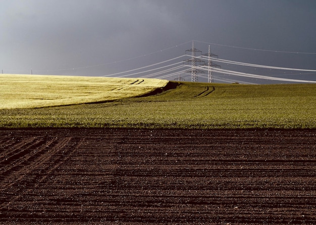 Foto vista panoramica di un campo agricolo contro il cielo