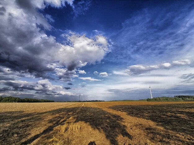 Foto vista panoramica di un campo agricolo contro il cielo