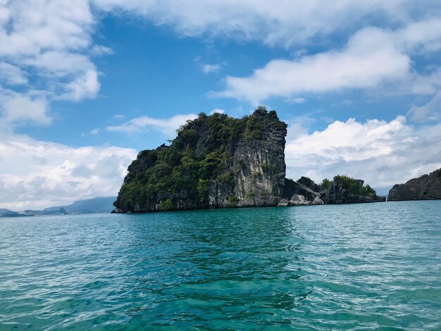 Scenic view of bay against sky