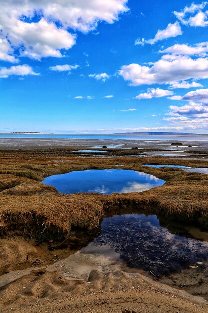 Foto vista panoramica della spiaggia contro il cielo blu