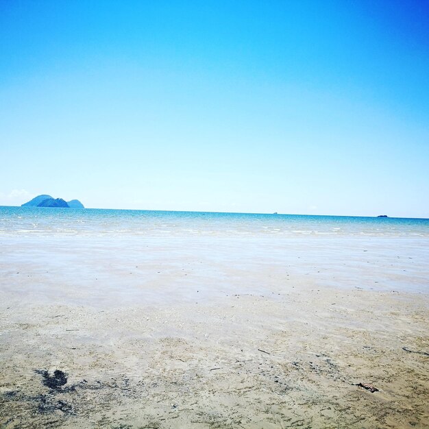 Foto vista panoramica della spiaggia contro un cielo blu limpido