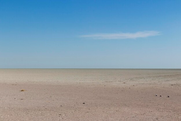 Scenic view of beach against clear blue sky