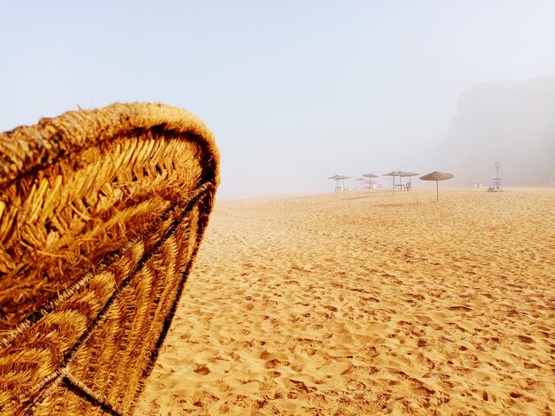 Scenic view of beach against clear sky