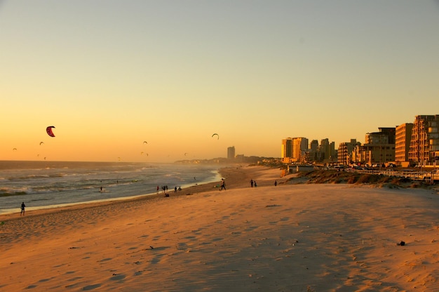 Scenic view of beach against clear sky