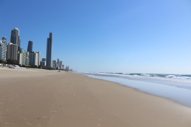 Scenic view of beach against clear sky