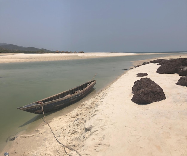 Scenic view of beach against clear sky