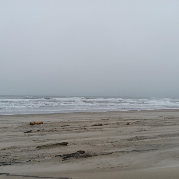 scenic view of beach against clear sky