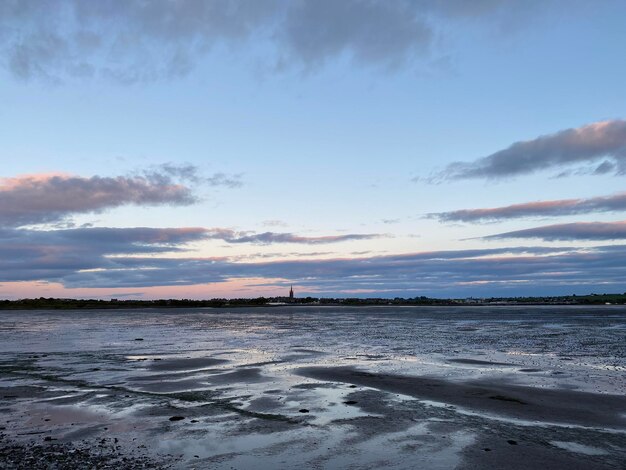 Scenic view of beach against sky during sunset