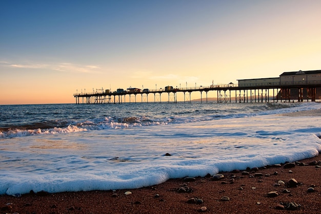 Scenic view of beach against sky during sunset