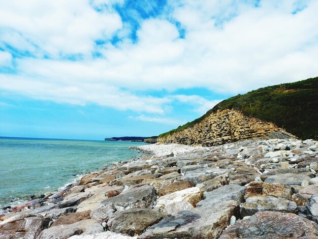 Scenic view of beach against sky