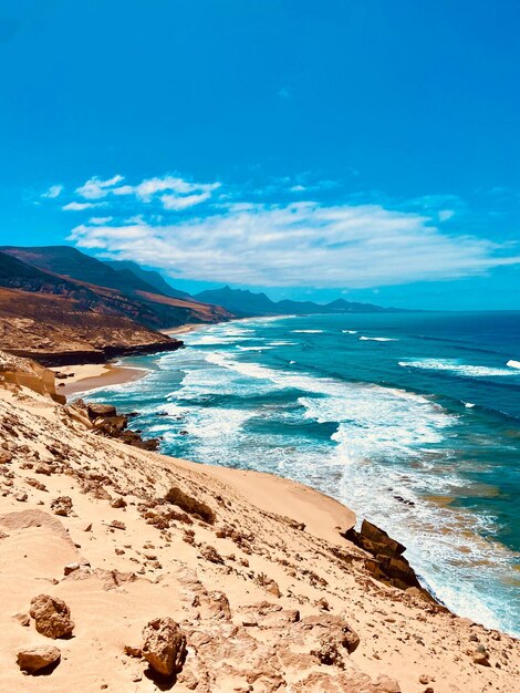 Scenic view of beach against sky