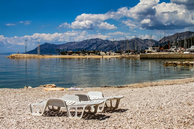 Scenic view of beach against sky