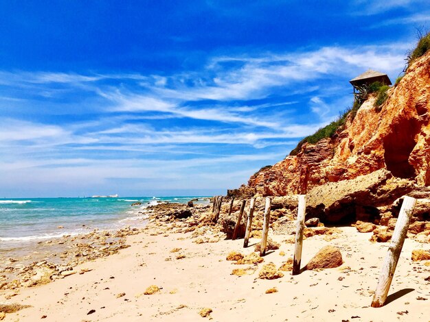 Scenic view of beach against sky