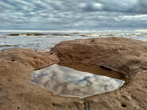 Scenic view of beach against sky