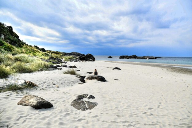 Scenic view of beach against sky