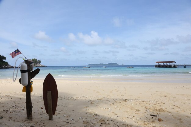 Scenic view of beach against sky