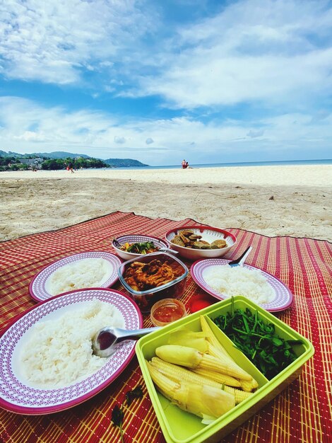 Scenic view of beach against sky