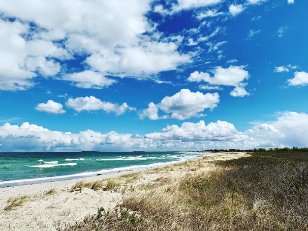 Scenic view of beach against sky