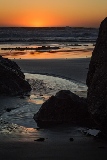 Scenic view of beach during sunset