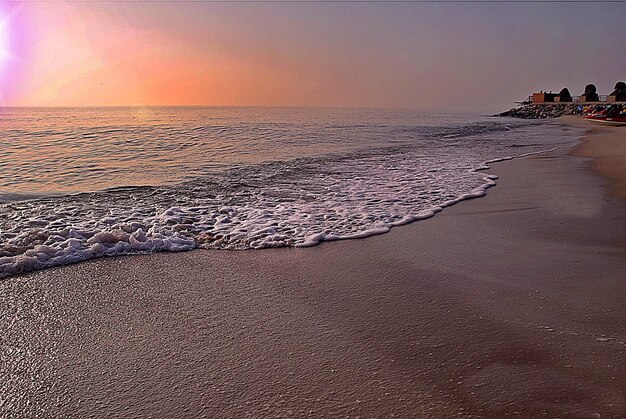 Scenic view of beach during sunset