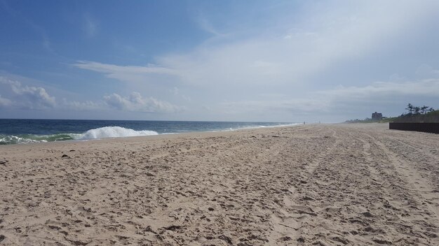 Scenic view of beach and sea against sky