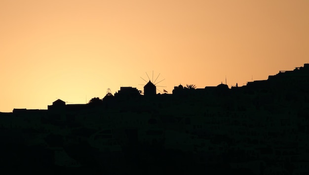 Scenic view of beautiful sunrise in Santorini island