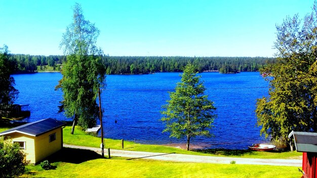 Scenic view of blue sea against clear sky