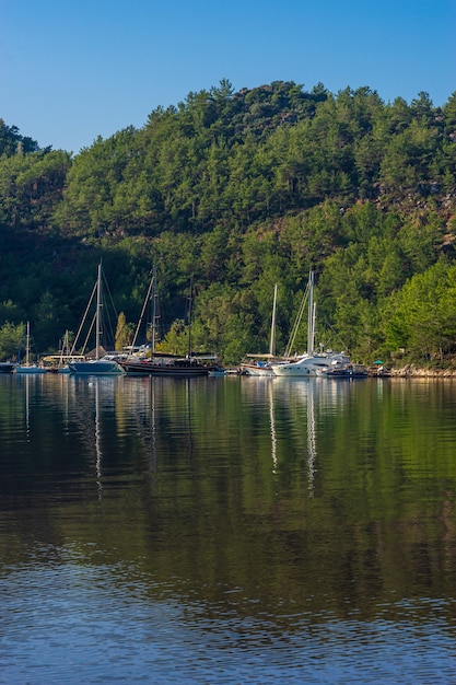 Scenic view of boats in Kizkumu Marmaris Turkey