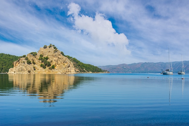 Vista panoramica delle barche a kizkumu marmaris turkey