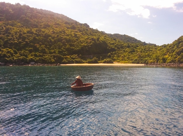 湖のボートの美しい景色