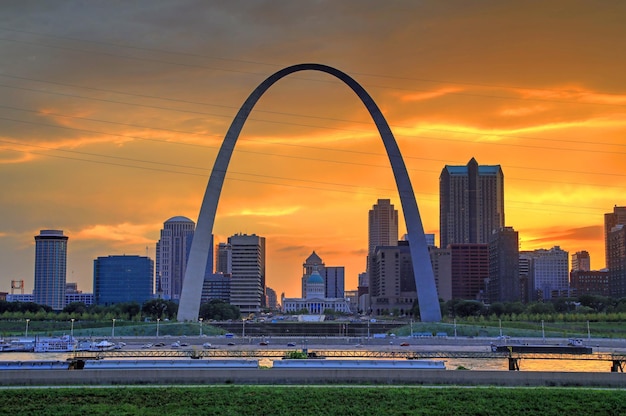 Scenic view of buildings against sky during sunset