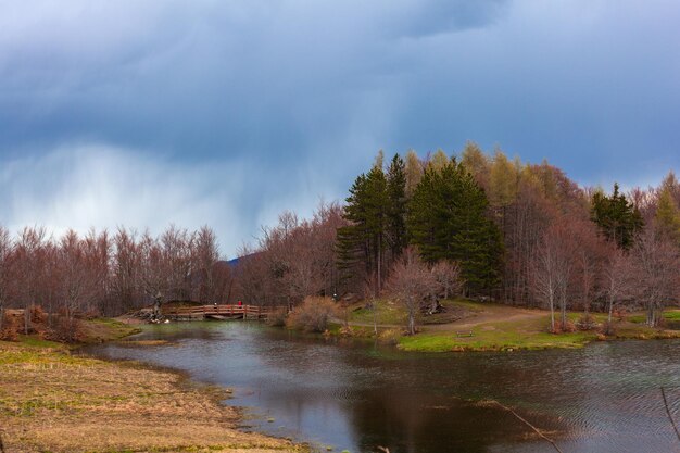 Scenic view of the Calamone lake in Ventasso Reggio Emilia High quality photo