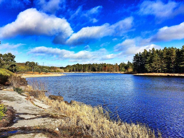 Photo scenic view of calm lake against cloudy sky