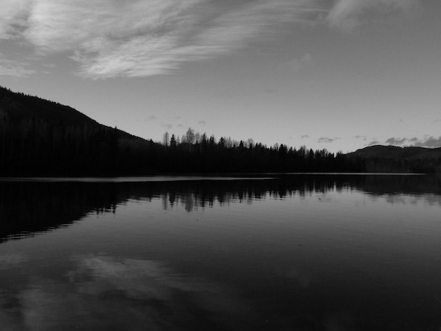 Photo scenic view of calm lake against sky during sunset