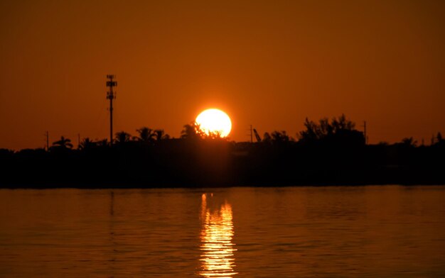 Scenic view of calm lake at sunset