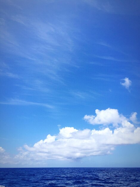 Scenic view of calm sea against cloudy sky