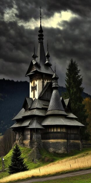 Scenic view of the church at the bucovina Romanian monastery of Snvita