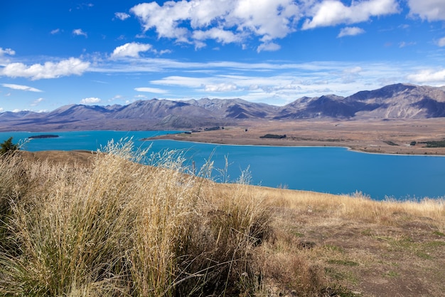 カラフルなテカポ湖の美しい景色