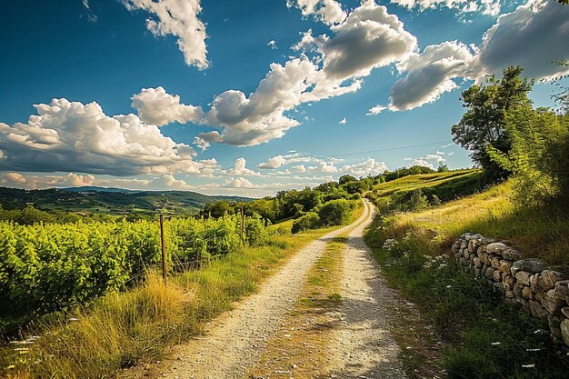 Foto una vista panoramica di una campagna in estate